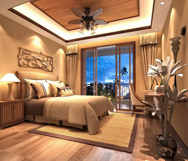 Render Luxury Hotel Room — Stock Photo, Image