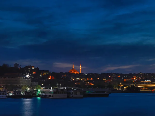Вид Сулеймании Стамбул Ночью — стоковое фото