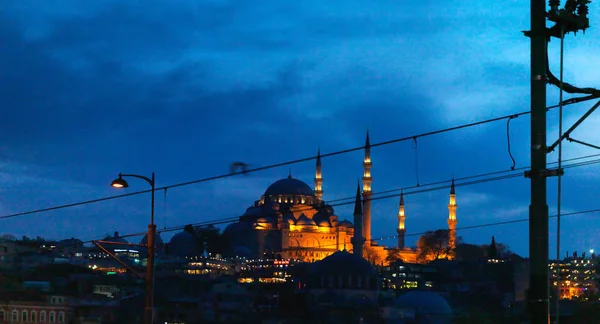 Suleymaniye Mešita Pohled Noci Istanbulu Turecko — Stock fotografie
