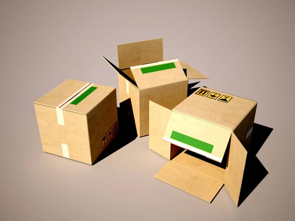 Renderizado Cajas Contenedores — Foto de Stock