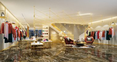 Perakende mağazasının 3D çizimi