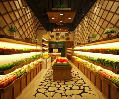 3D yeşil market çizimi