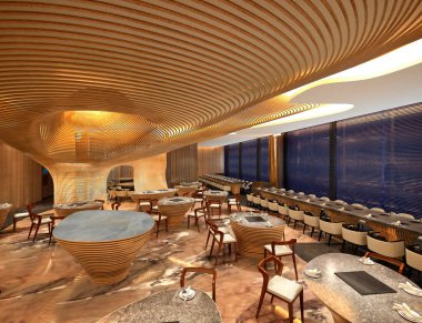 Cafe restoranının 3D görüntüsü