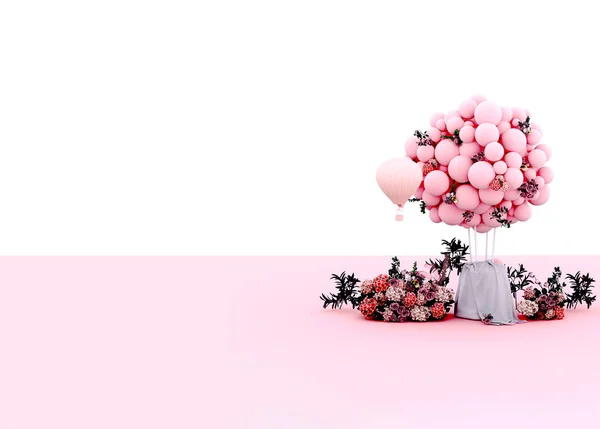 Καθιστούν Ροζ Μπαλόνια Χρώμα — Φωτογραφία Αρχείου