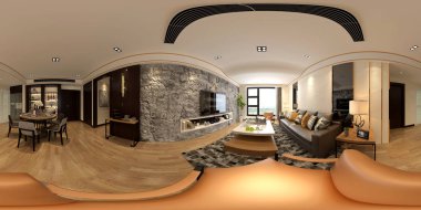 360 derece ev iç 3D render