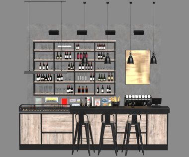 3D render Cafe Restoran