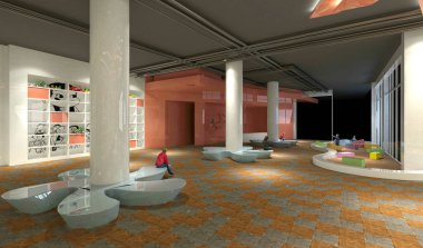 3D çocuklar için okul içi ve oyun odası