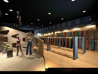 3D güzellik ve moda dükkanı.