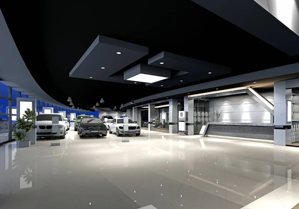 3d render of car store