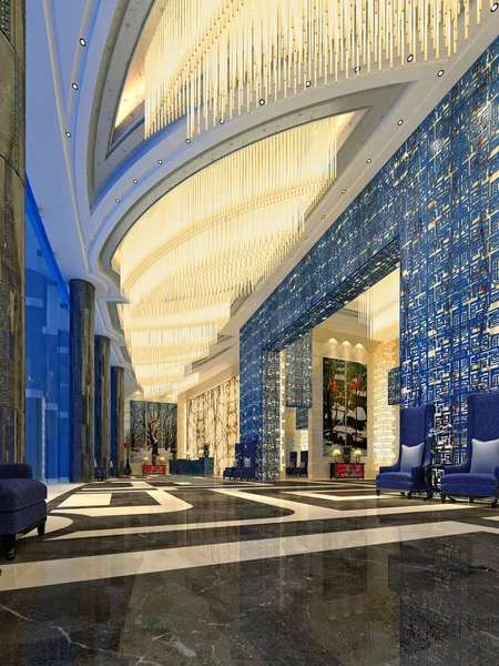 Render Van Lobby Van Ingang Van Het Hotel Van Luxe — Stockfoto