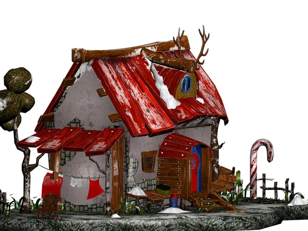 Rendern Weihnachtsmann Haus — Stockfoto