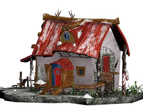 Rendern Weihnachtsmann Haus — Stockfoto