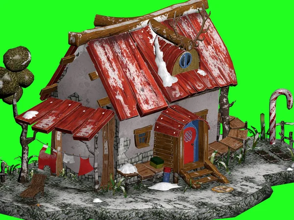 Rendern Weihnachtsmann Haus — Stockfoto