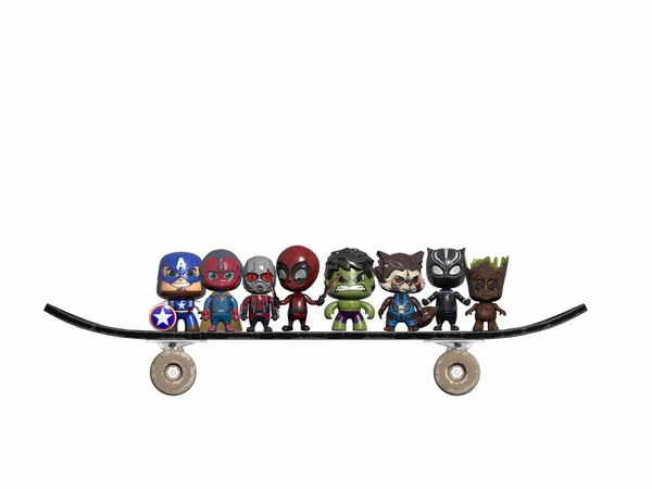 3d render skateboard with animation character