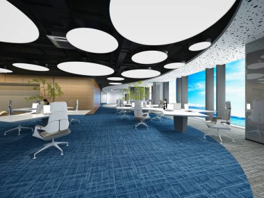 3D render modern çalışma ofis
