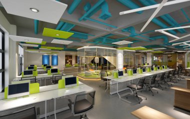 3D render modern çalışma ofis