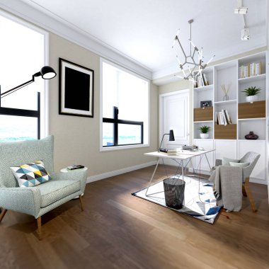 3D render modern çalışma ofis