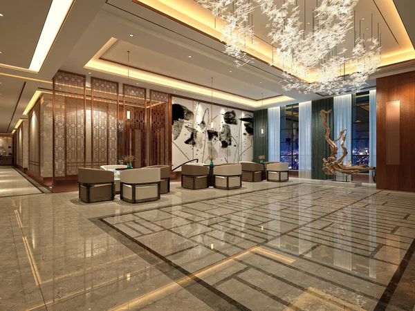 Renderizado Interior Hotel Moderno Lujo — Foto de Stock
