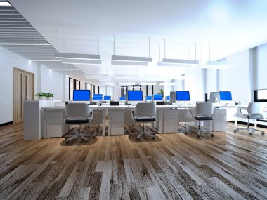 3D render modern ofis iç mimarisi