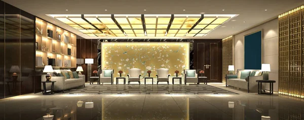 Lüks ofis içerisinin 3D canlandırması