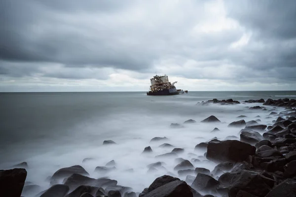 Potopená Loď Bouřlivý Den Istanbulu Černé Moře — Stock fotografie