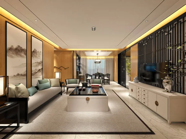Vykreslení Luxusního Interiéru Domova — Stock fotografie