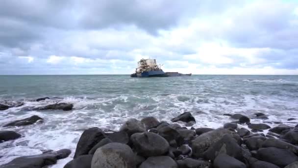 Opuszczony Zatopiony Statek Morzu Czarnym Stambule Turcji — Wideo stockowe