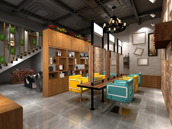 Renderizado Barbería Interior — Foto de Stock