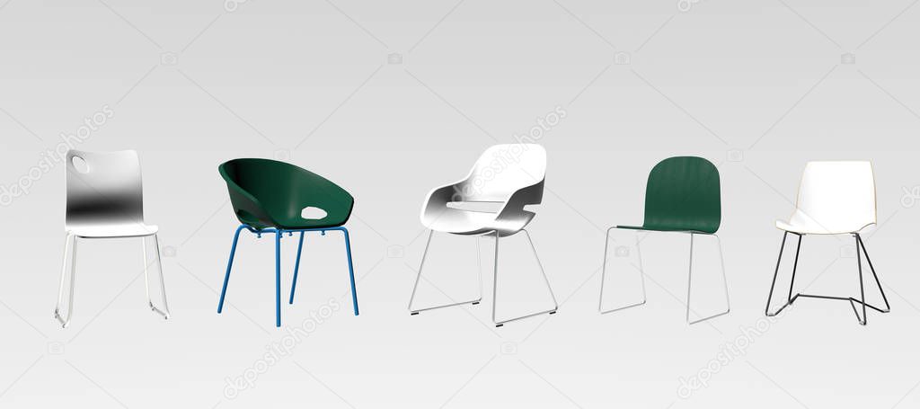 3d render of modern longue chairs