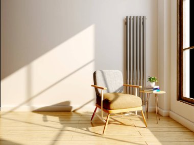 3D döşeme koltuğu ve sehpa dekoru