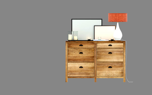 3D рендеринг деревянного комода
