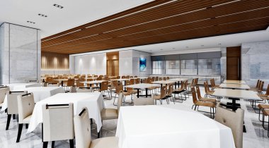 3d render of cafe, restaurant interior