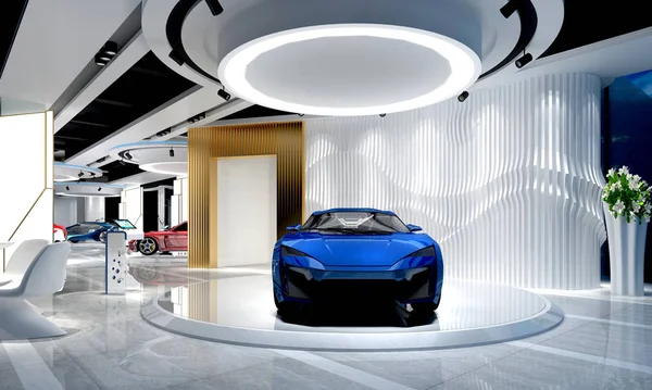 3d render of luxury car store
