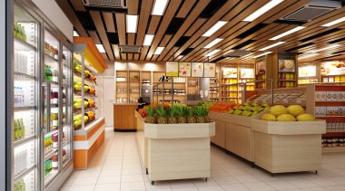 Süpermarketin 3D canlandırması