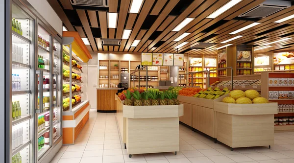 Renderizado Supermercado Tienda Comestibles —  Fotos de Stock