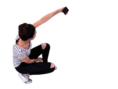 Fotoğraf çeken 3D selfie kızı.