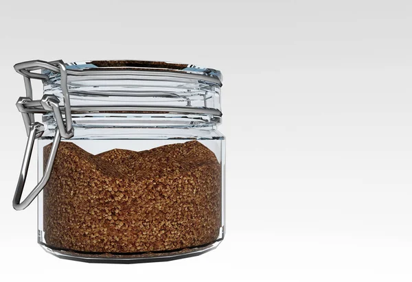 Bruine Suiker Maken Glazen Pot — Stockfoto