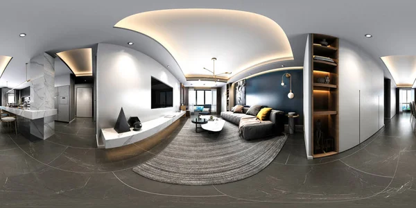 360 Grados Renderizar Interior Del Hogar Moderno — Foto de Stock