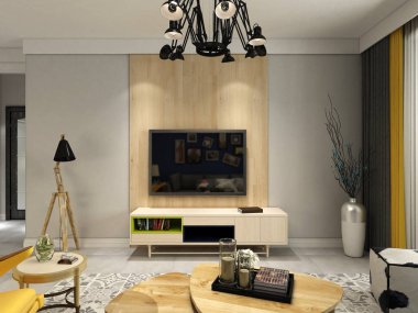 Modern oturma odasının 3D görüntüsü