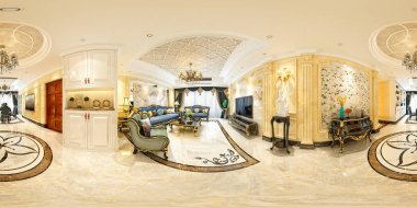 360 degrees home interior, living room