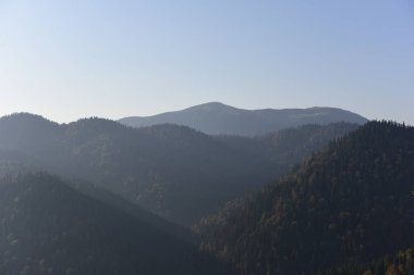 Gündüz sisli dağların manzarası