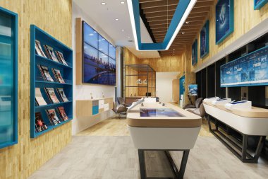 3D render modern elektronik eşya dükkanı