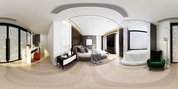 ホテルの部屋の3Dレンダリング 360度ビュー — ストック写真