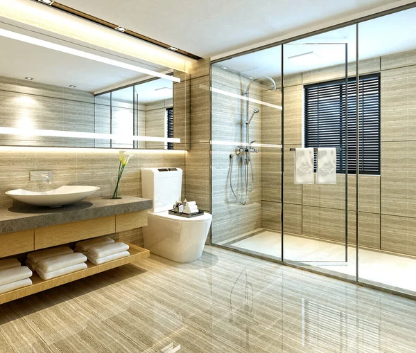 Renderizado Baño Lujo Moderno — Foto de Stock