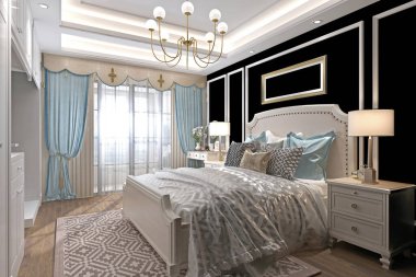 Modern otel odasının 3D görüntüsü