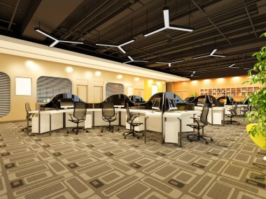 Modern çalışma alanının 3d görüntüsü