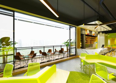 3D render Cafe Restoran