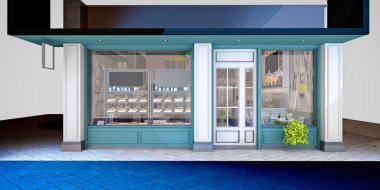 Cafe restoranının 3D görüntüsü