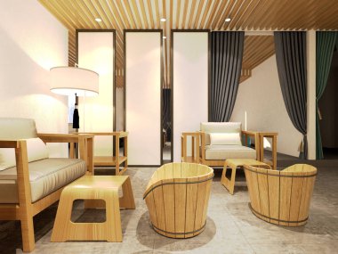 Güzellik masaj merkezinin 3 boyutlu görüntüsü.