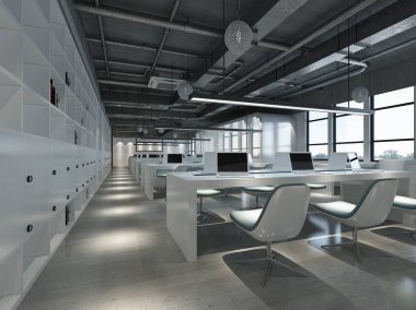 3D render modern ofis iç mimarisi